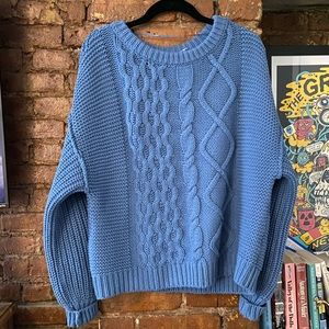 Free People Blue Metal Knit